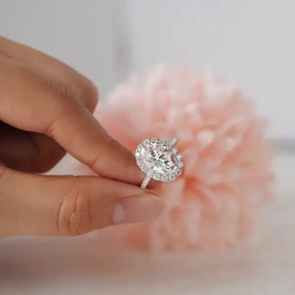 4.5ct Oval with halo and half eternity pavé band - Image 10