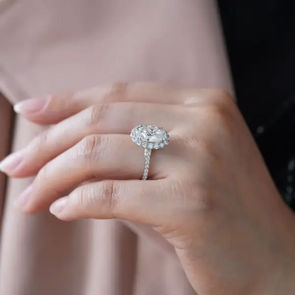 4.5ct Oval with halo and half eternity pavé band - Image 5