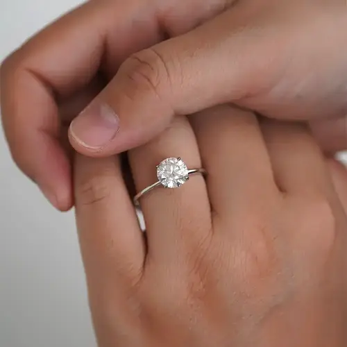 2.5 ct Brilliant round Moissanite with hidden halo
