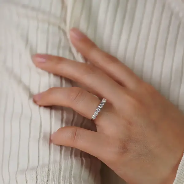 7 Stone 3mm Half Eternity Wedding Band - Image 9