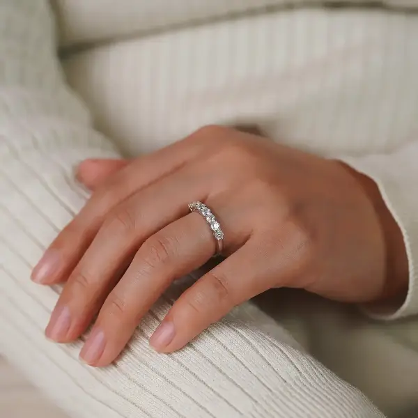 7 Stone 3mm Half Eternity Wedding Band - Image 7