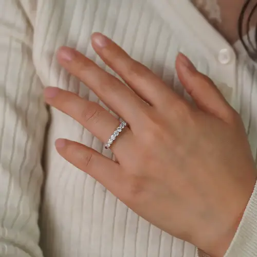 7 Stone 3mm Half Eternity Wedding Band