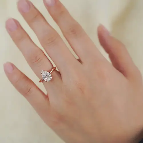 3ct Pear Moissanite 4 Claw Solitaire Ring