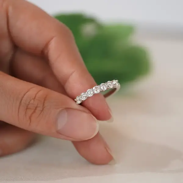 7 Stone 3mm Half Eternity Wedding Band - Image 5