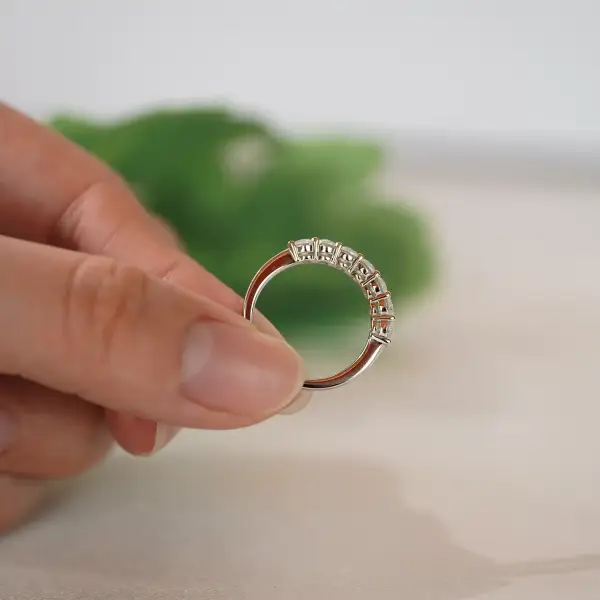 7 Stone 3mm Half Eternity Wedding Band - Image 6