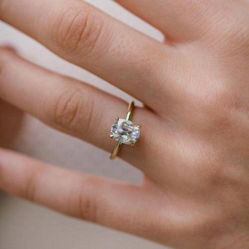 2 ct old Mine Moissanite Cut in 4 prong solitaire setting 8x6mm