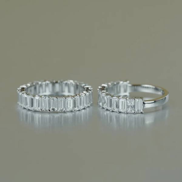 2x4mm Emerald Moissanite Half Eternity Band - Image 2