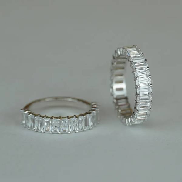 2x4mm Emerald Moissanite Half Eternity Band - Image 3