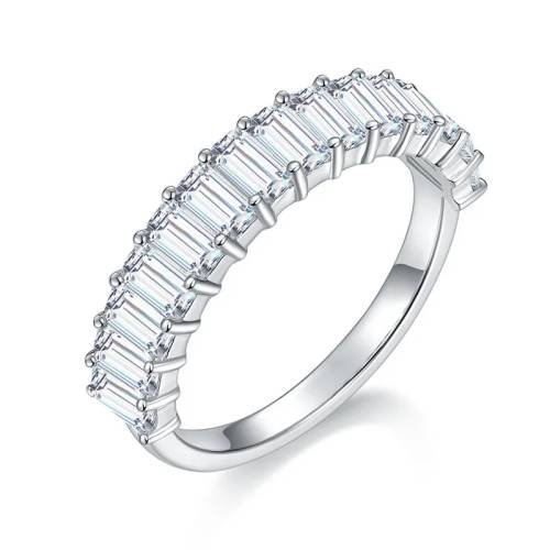 2x4mm Emerald Moissanite Half Eternity Band
