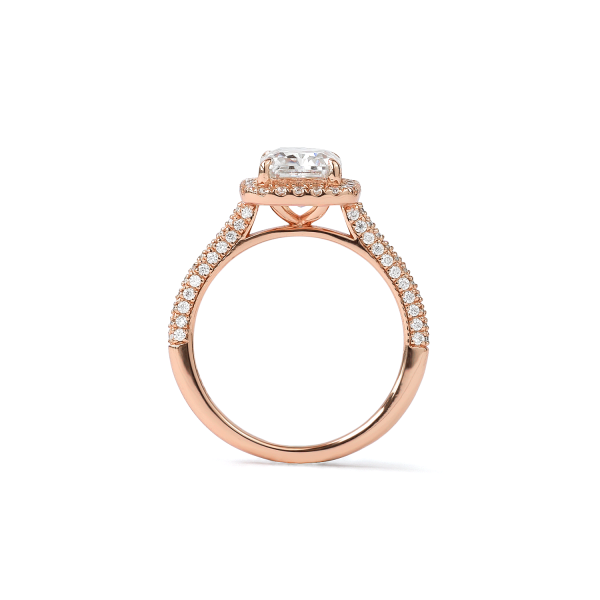 2 ct Cushion cut Moissanite with Halo and Half Eternity Pavé Band - Image 2