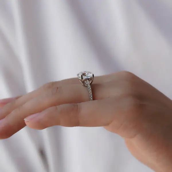 4ct Brilliant Round Moissanite With Half Eternity Pavé Band - Image 5