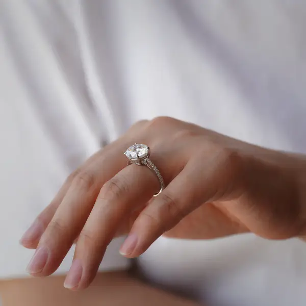4ct Brilliant Round Moissanite With Half Eternity Pavé Band - Image 4