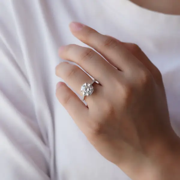 4ct Brilliant Round Moissanite With Half Eternity Pavé Band - Image 2