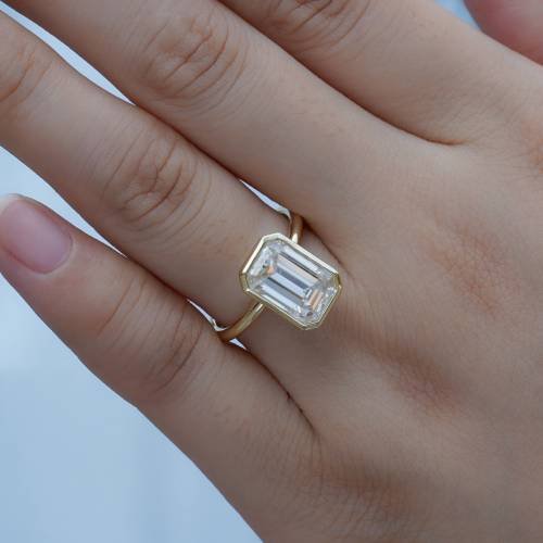 5ct Emerald Moissanite 8x13mm in a Bezel Setting