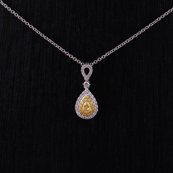 Double Halo Pear Moissanite Necklace - Image 2
