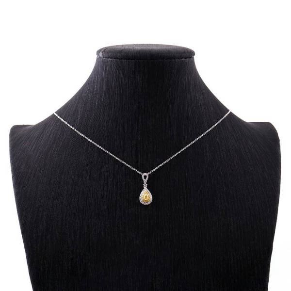 Double Halo Pear Moissanite Necklace - Image 3