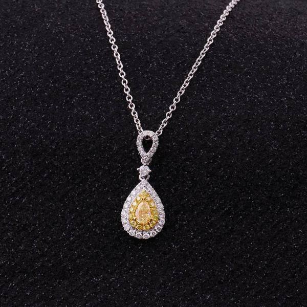 Double Halo Pear Moissanite Necklace - Image 4
