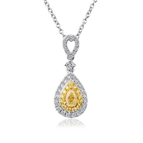 Double Halo Pear Moissanite Necklace