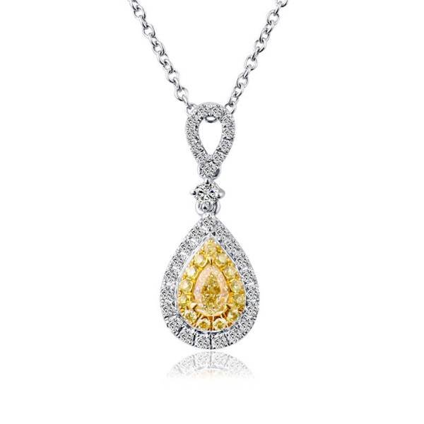 Double Halo Pear Moissanite Necklace