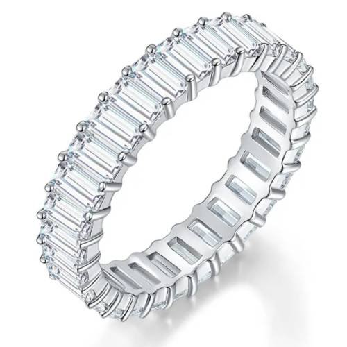 2x4mm Emerald Moissanite Full Eternity Band