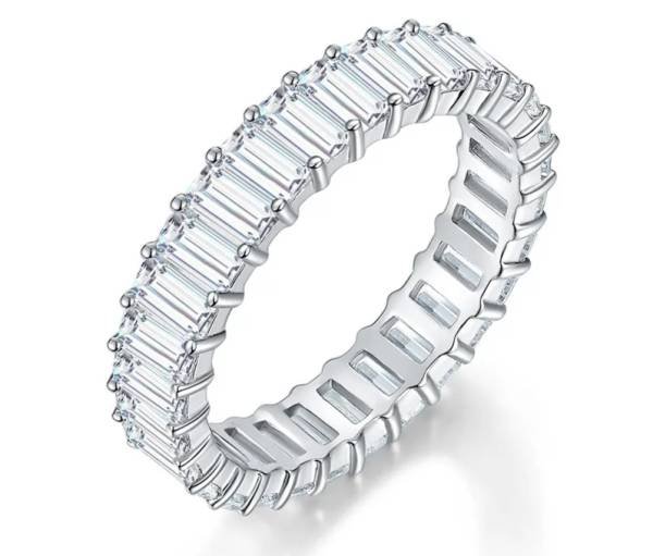 2x4mm Emerald Moissanite Full Eternity Band