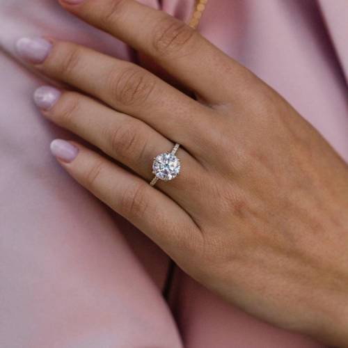 2ct Brilliant Round Moissanite with Hidden Halo and Half Eternity Pavé Band