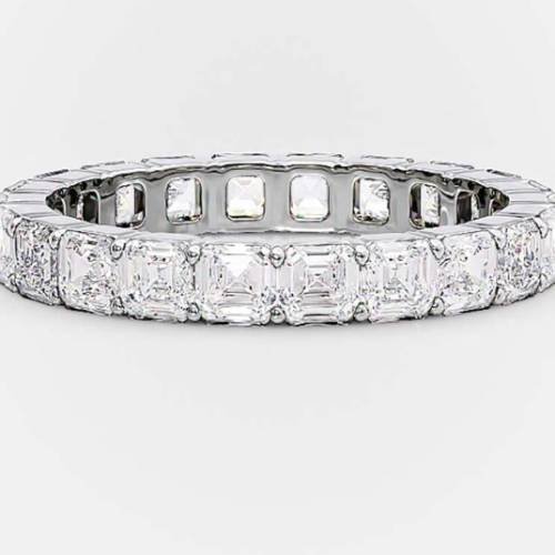 Asscher Moissanite Eternity Band 3x3mm