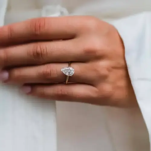 2.35 Carat 10.5x7mm Crushed Ice Hybrid Pear Cut Moissanite