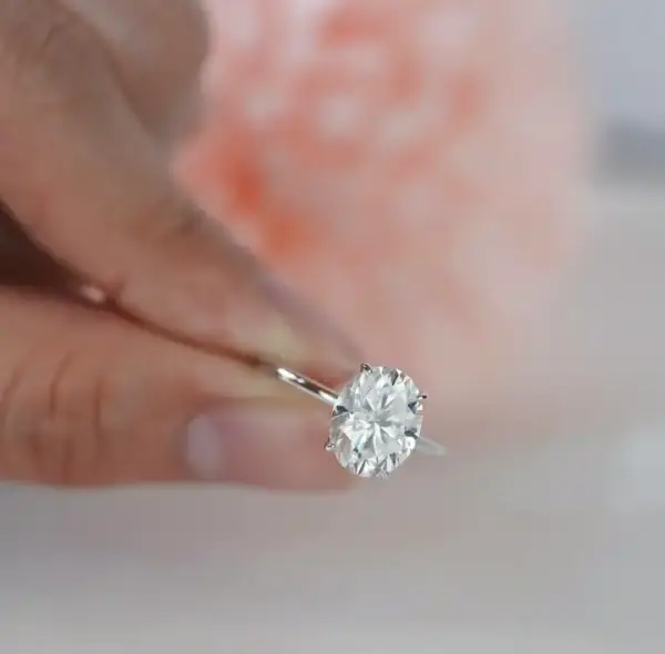 3.5 Ct11x8mm Modern Oval Cut Moissanite with Hidden Halo