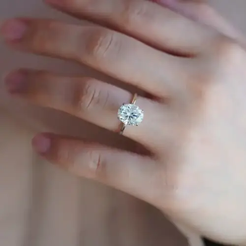 3.5 Ct11x8mm Modern Oval Cut Moissanite with Hidden Halo