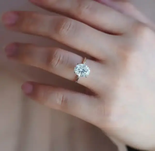 3.5 Ct11x8mm Modern Oval Cut Moissanite with Hidden Halo