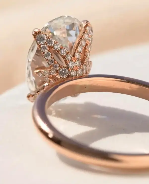 3.7 Ct Oval Shape Moissanite with Flower Pavé Setting