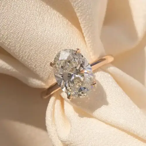 3.7 Ct Oval Shape Moissanite with Flower Pavé Setting
