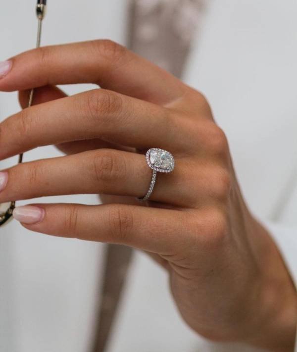 2ct Crushed Ice or Brilliant Cushion Cut Moissanite With Halo - Image 2