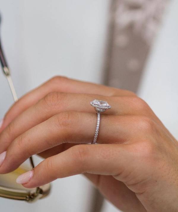 2ct Crushed Ice or Brilliant Cushion Cut Moissanite With Halo - Image 3