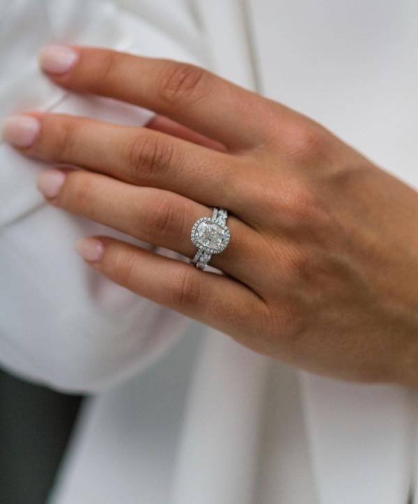 2ct Crushed Ice or Brilliant Cushion Cut Moissanite With Halo - Image 4
