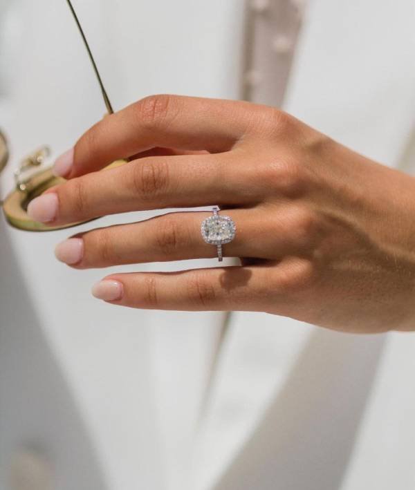 2ct Crushed Ice or Brilliant Cushion Cut Moissanite With Halo - Image 6