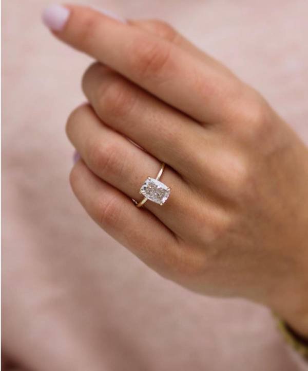 2.ct Crushed Ice or Brilliant Cut Cushion Cut Moissanite with hidden halo