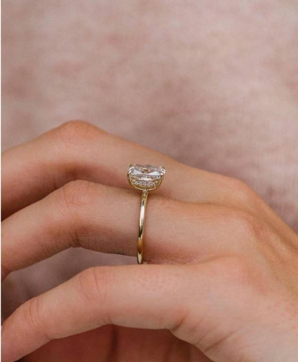 2.ct Crushed Ice or Brilliant Cut Cushion Cut Moissanite with hidden halo - Image 2