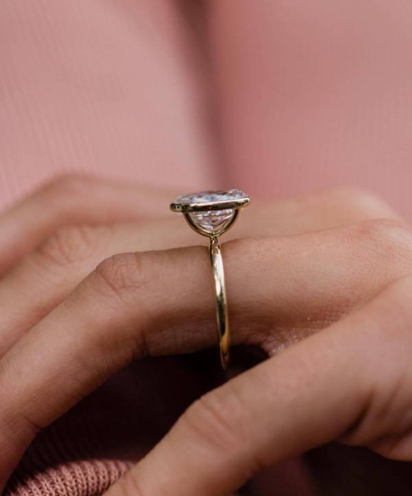 4Ct Crushed Ice Oval Moissanite in a Bezel Setting - Image 2