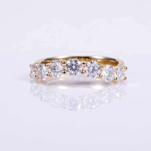7 Piece Brilliant Round Moissanite Half Eternity Curved Band