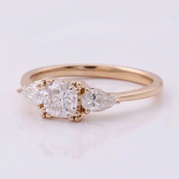 0.6ct Cushion Moissanite Three-Stone Ring - Image 3