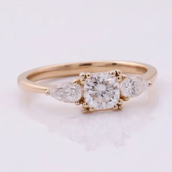 0.6ct Cushion Moissanite Three-Stone Ring - Image 2