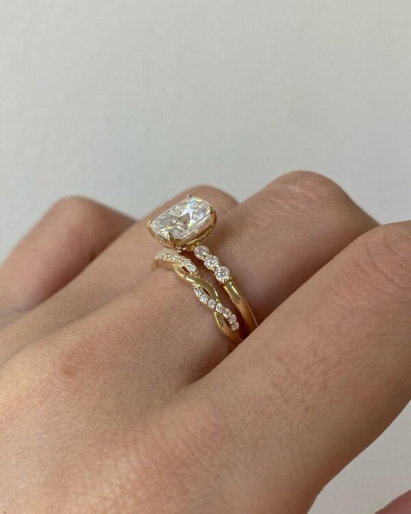 3ct Cushion Moissanite Bridal Ring Set - Image 3