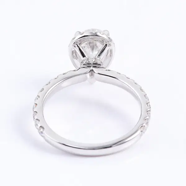 1.5ct Pear Moissanite With Halo Pave-Setting Band Engagement Ring - Image 5