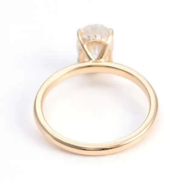 Classic 4 Claw 2ct Oval Cut Moissanite Solitaire Ring With Hidden Halo - Image 3