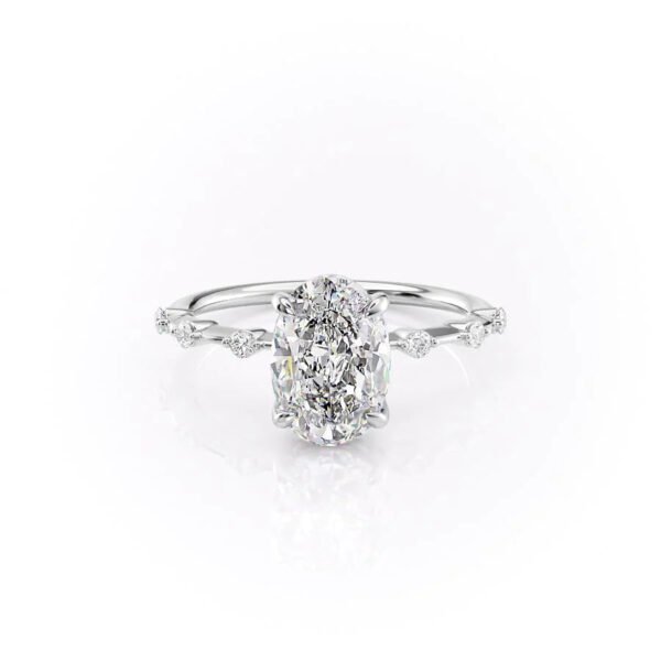 2.0 CT Oval Moissanite Dainty Pave Setting Engagement Ring - Image 4