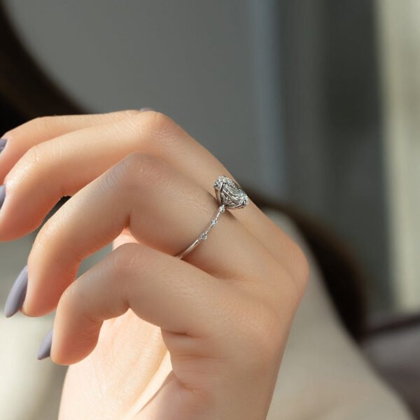 2.0 CT Oval Moissanite Dainty Pave Setting Engagement Ring - Image 3