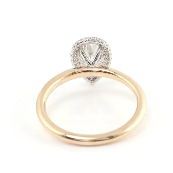 1ct Pear Cut Moissanite With Halo Engagement Ring - Image 2