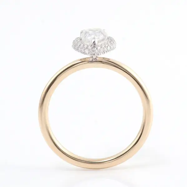 1ct Pear Cut Moissanite With Halo Engagement Ring - Image 3